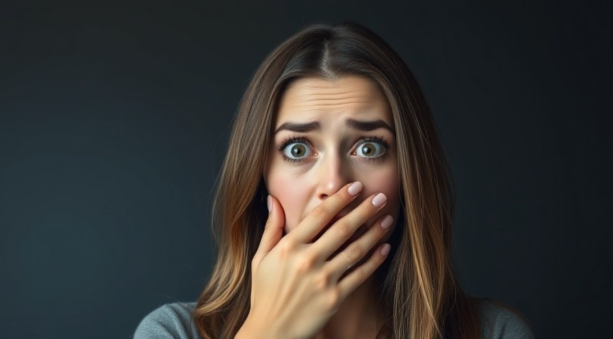 Surprised woman with hand over mouth, showcasing healthy snacks for nighttime nutrition.
