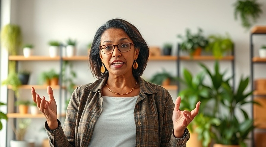 Middle-aged woman discussing harmful food additives for healthy eating habits.