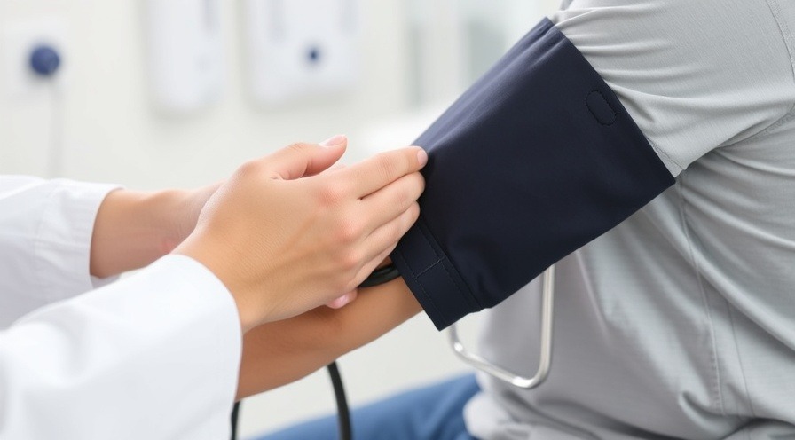 Blood pressure cuff on a patient at the doctor's office, monitoring health.