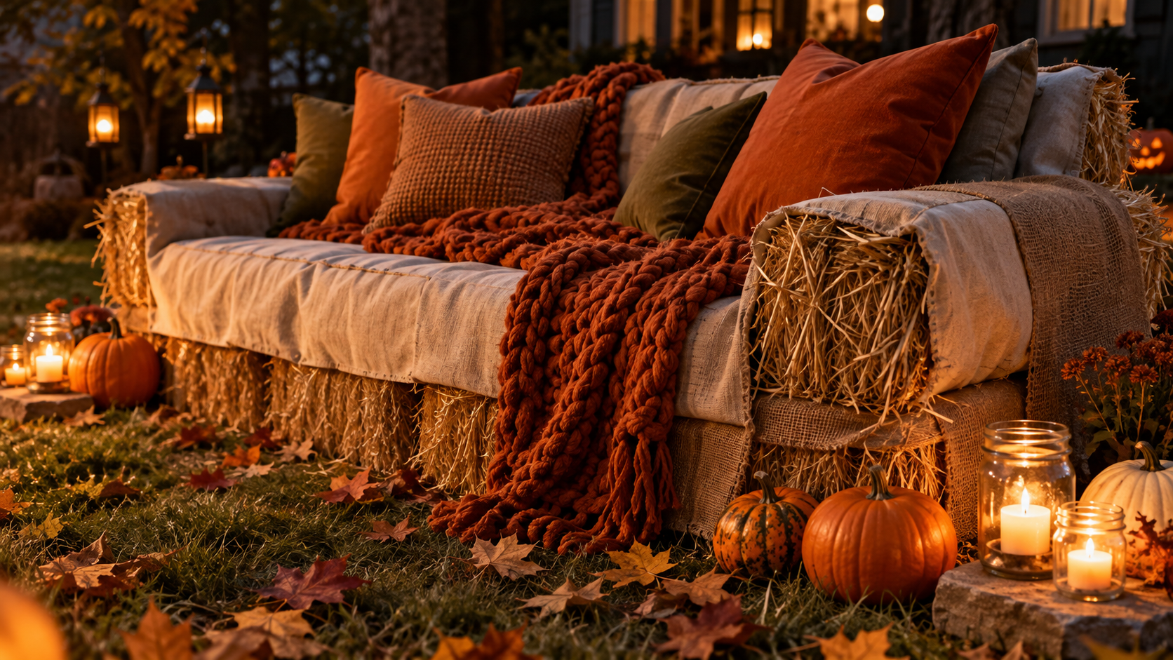 Cozy Backyard Straw-Bale Sofa 