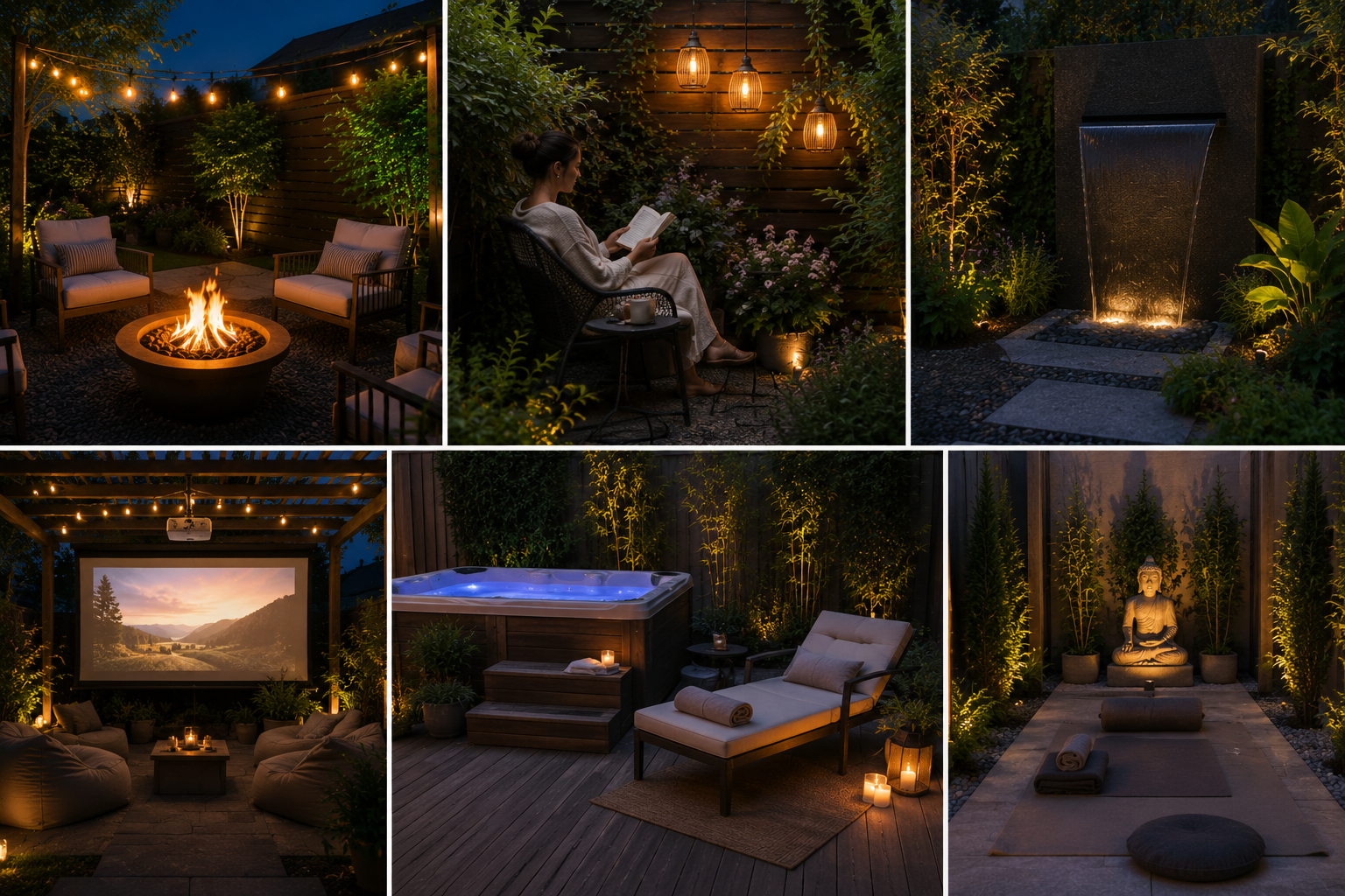 Cozy backyard evening retreat montage