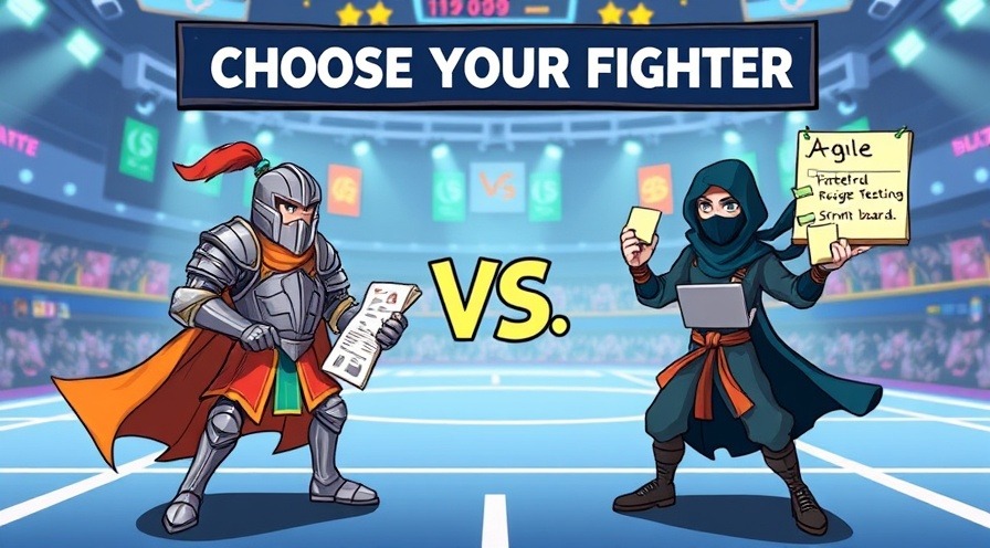 video game style illustration of a knight and ninja in a fun arena.