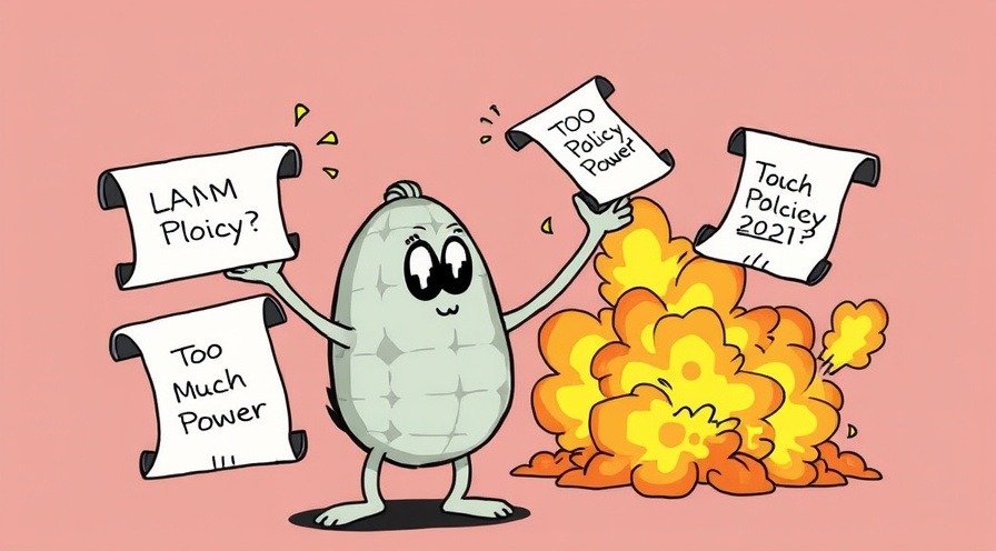 Comical Lambda character juggling IAM policy scrolls labeled 'Too Much Power' with explosion backdrop.