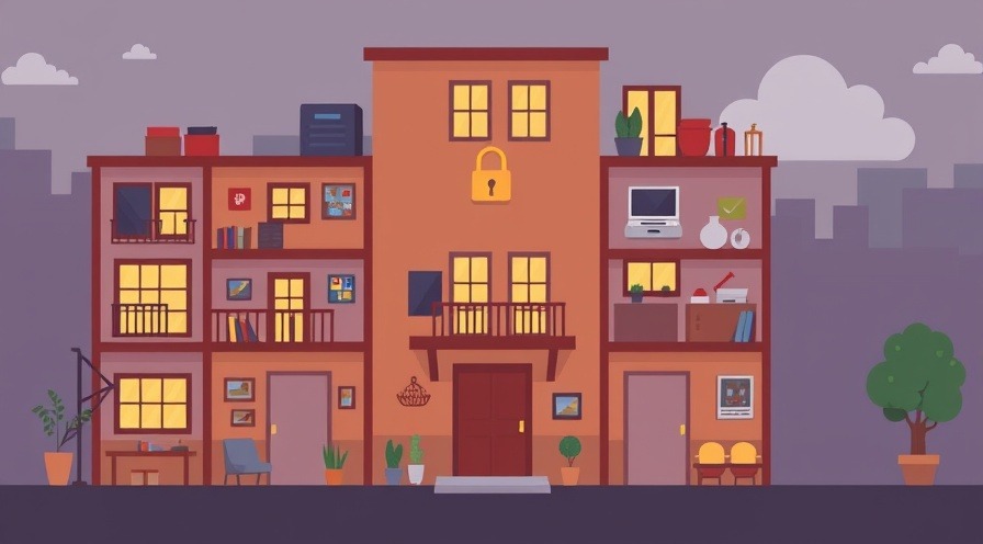 Cozy apartment building illustration depicting IAM permissions and cloud services.