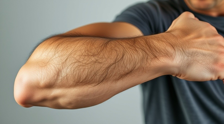 Close-up of a man's elbow showcasing joints that tend to develop arthritis