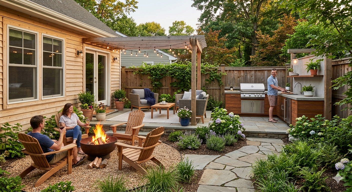multi-zone backyard layout for small lot