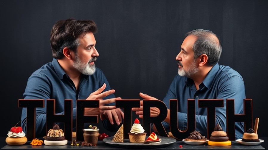 Discussion on sugar and diabetes with vibrant desserts, promoting healthy eating.