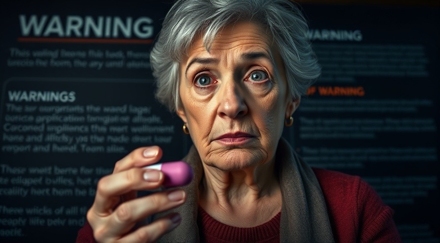 Concerned older female with pill expressing advantages of holistic medicine.