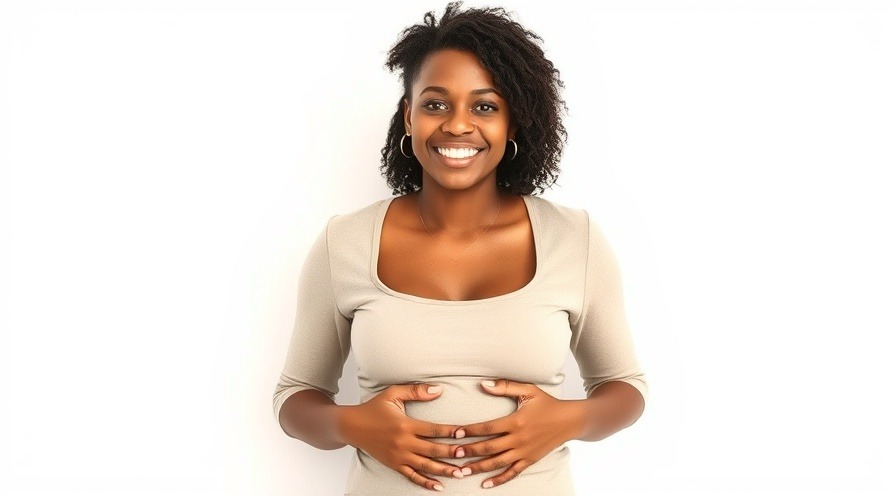 Smiling woman enjoying relief, promoting digestive health and gut health remedies.