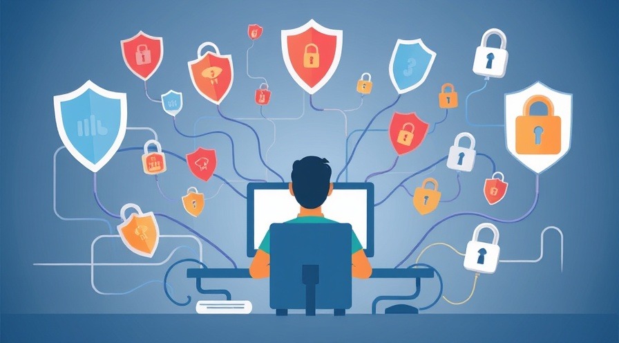 Person studying network security certification with shields and data locks.