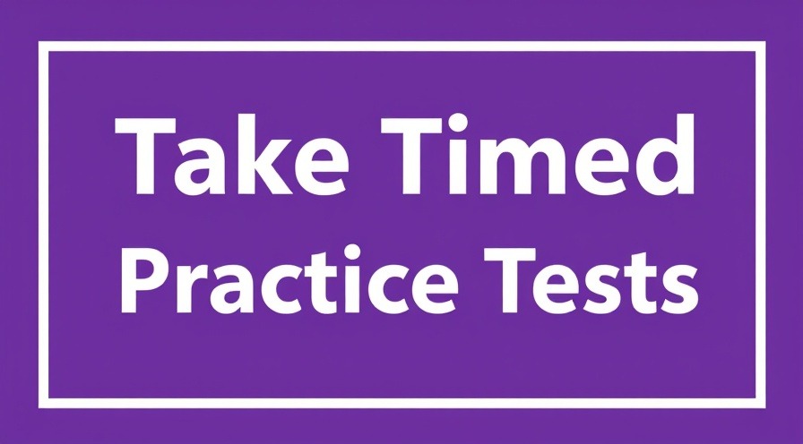 Take Timed Practice Tests in bold white letters on a purple background