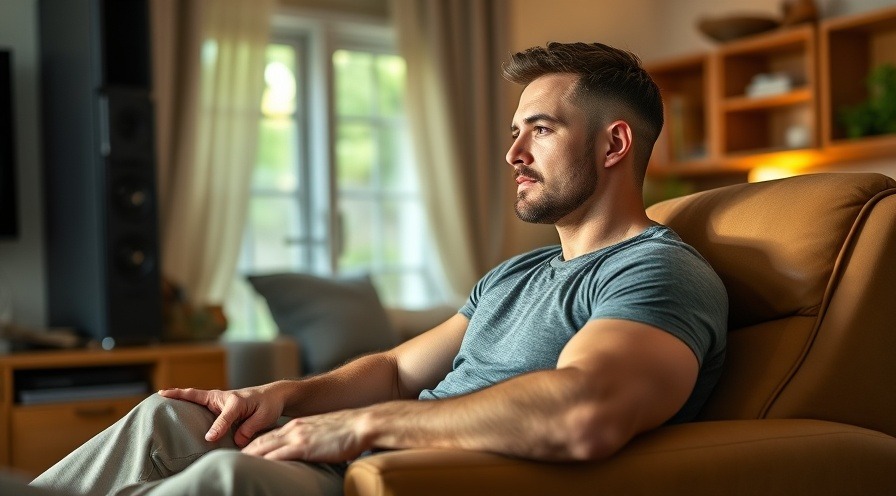 young man relaxing in recliner watching TV at home