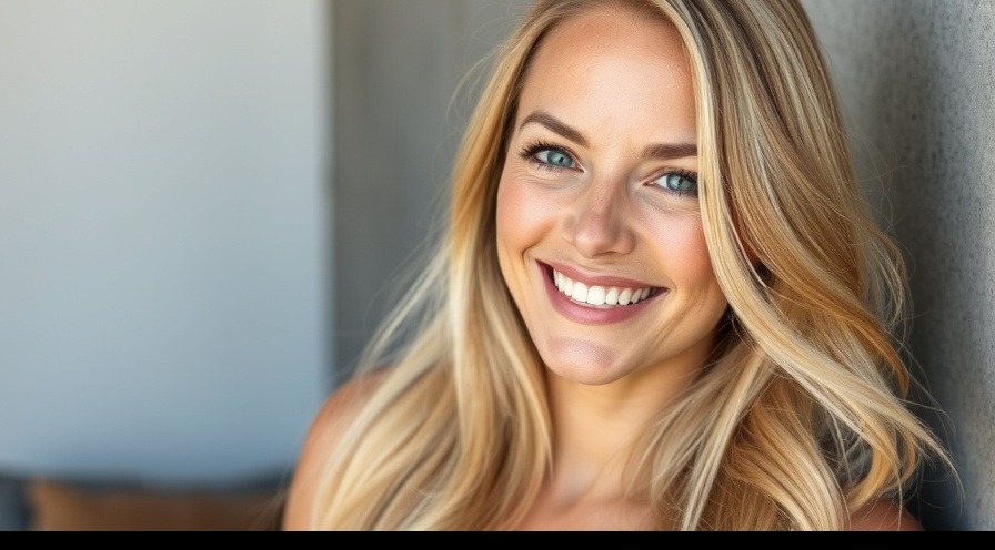 Smiling woman embracing body appreciation on her wellness journey.