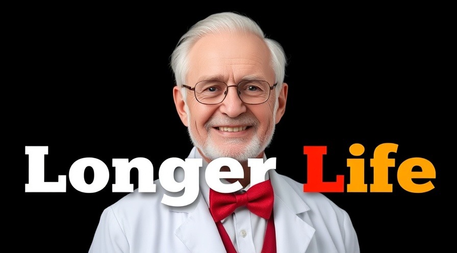 Elderly doctor in lab coat, promoting healthy aging and longevity secrets.