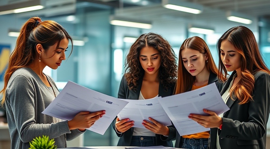 women reviewing security reports in a modern office.