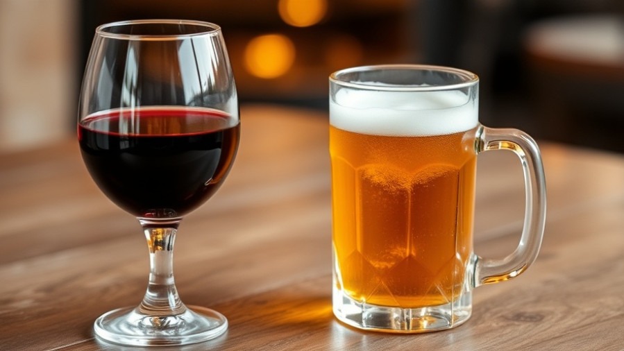 A glass of wine and a cold beer, perfect for an anti-inflammatory diet.