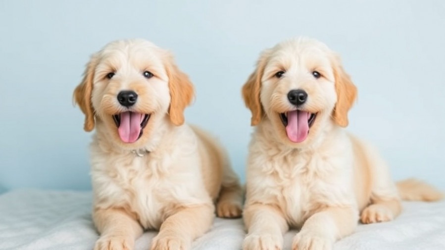Two happy golden doodles showcasing the health benefits of dog ownership.