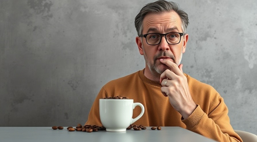 Thoughtful man holding coffee cup, exploring health benefits of coffee.