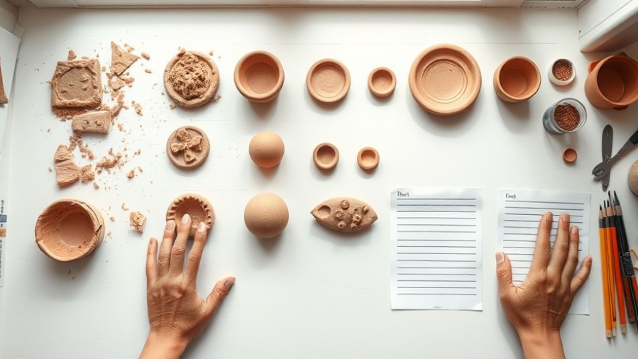 Beginner creative hobby progression in pottery, showing growth with natural light.