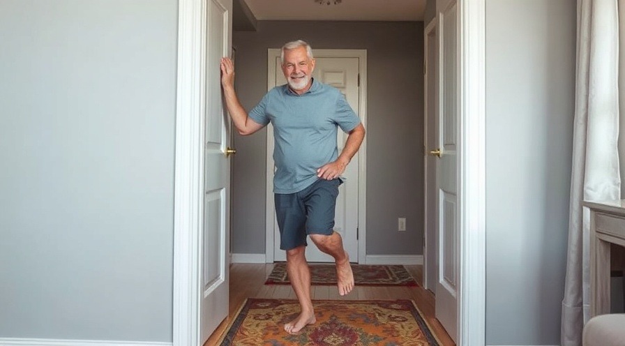 Man with arthritis demonstrating leg lifts at home; mobility exercises for arthritis.
