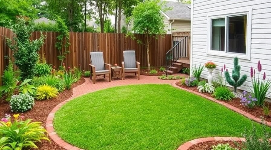 Thoughtfully arranged small backyard landscaping for an intentional look.