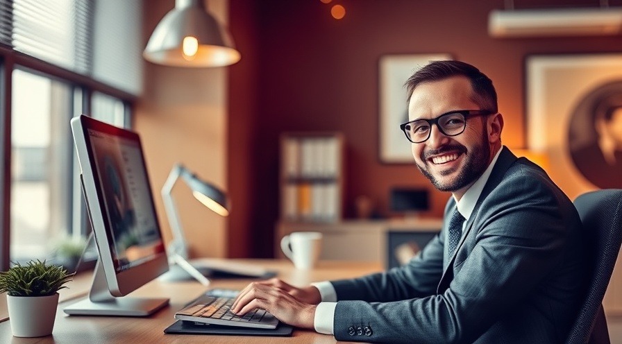 Happy business professional working in a modern office environment.