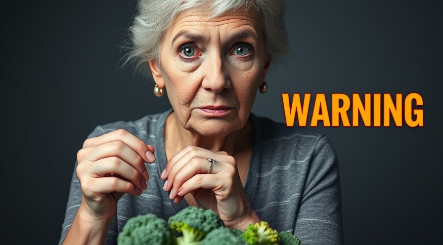 Older woman contemplating holistic solutions, vibrant broccoli, dynamic tension.