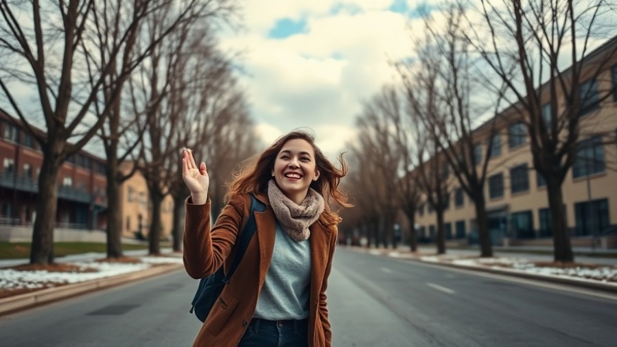 Dynamic young woman outdoors, embodying stress management and emotional well-being.