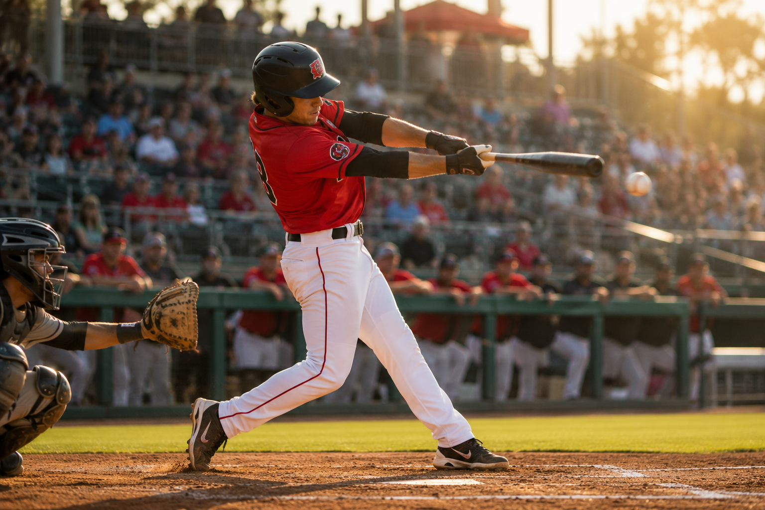 Carolina Mudcats Batter in action at golden hour