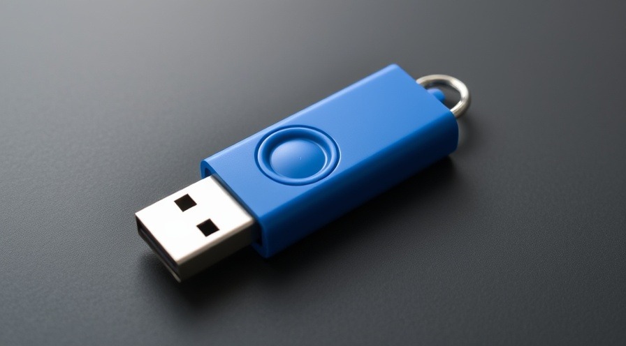 A typical thumb drive showcasing its compact design and USB connector.