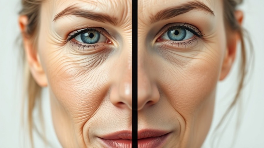 Comparative female face showing wrinkle prevention diet effects on skin health.