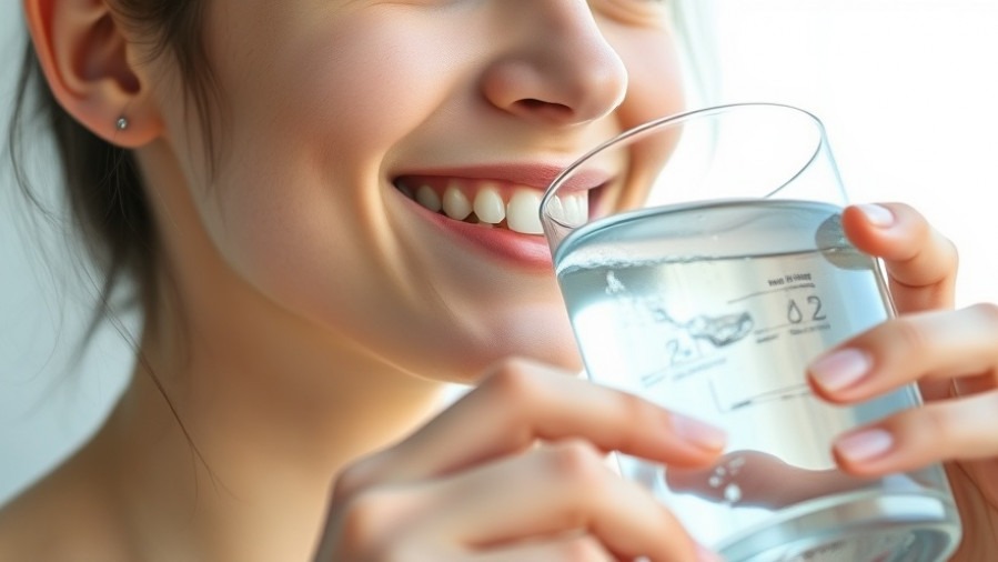 Joyful adult enjoying structured water for hydration benefits in soft natural light.