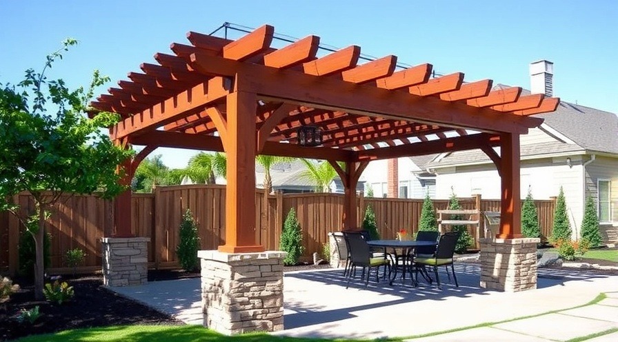Elegant pergola outdoor structure enhancing a cozy backyard space.