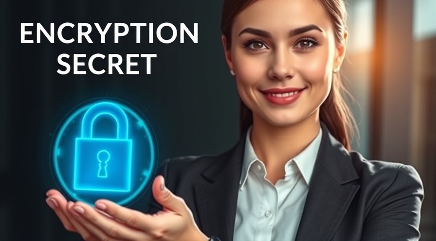 Confident woman in business attire holding a glowing digital padlock, symbolizing security and trust.