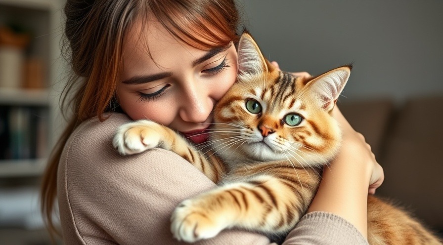 Adult female hugging her cat