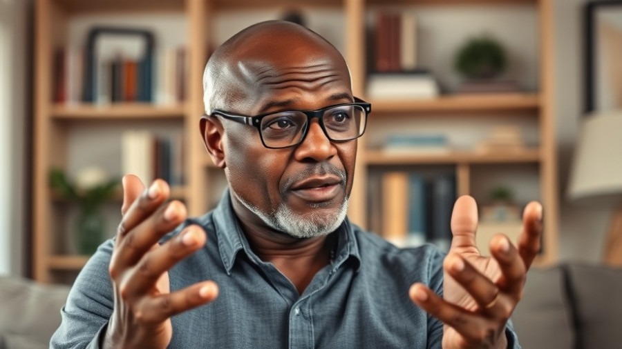 Middle-aged man discussing healthy eating tips and health risks of sodium.