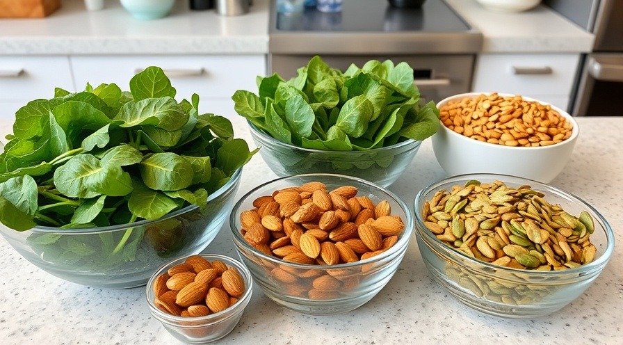 Nutrient-rich kitchen scene showcasing magnesium benefits for menopause health.