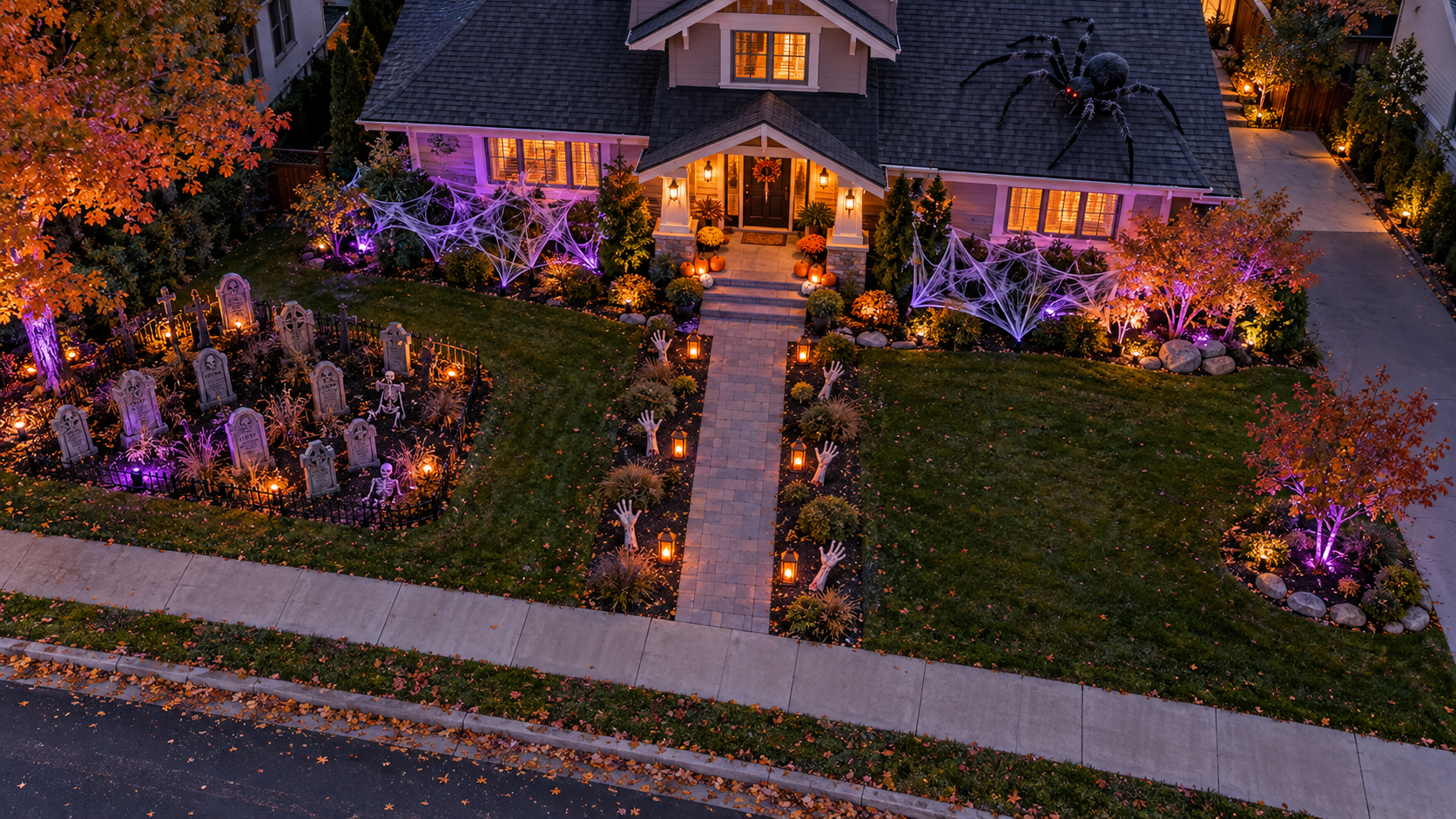 Twilight Halloween Yard From Above