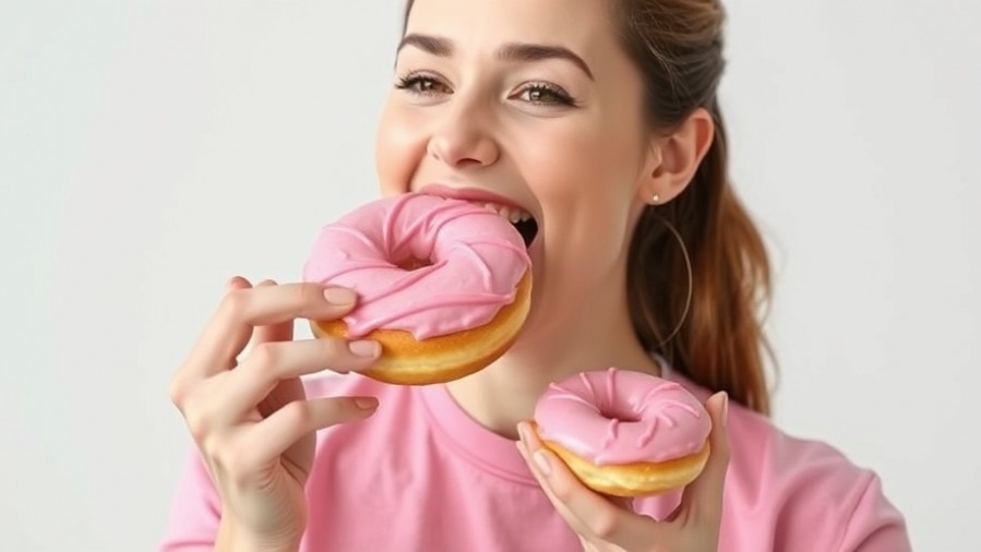 Young woman enjoying donuts, highlighting cravings and sugar consumption.