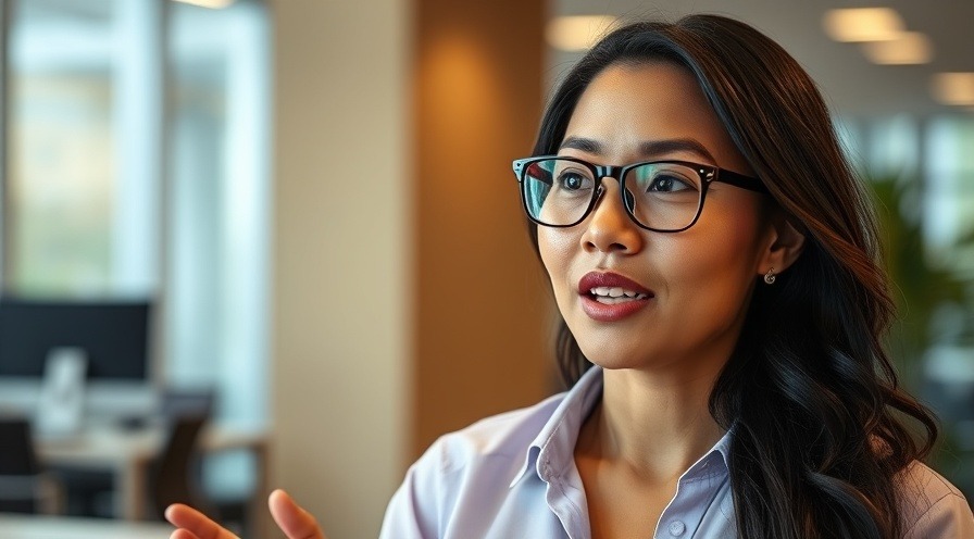 Woman discussing enamel erosion and tooth care in a modern office.