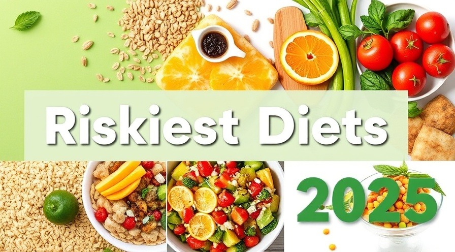 Photorealistic collage of colorful foods illustrating extreme diets and health risks