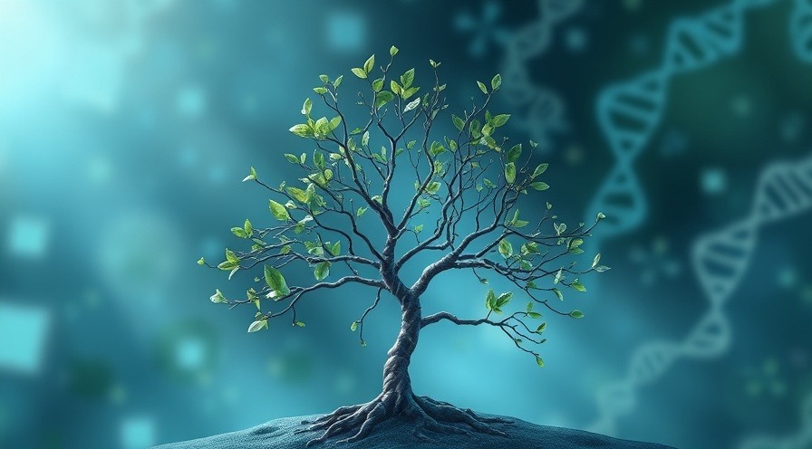 Conceptual illustration of WHIM syndrome, depicting a fragile tree with scientific elements.