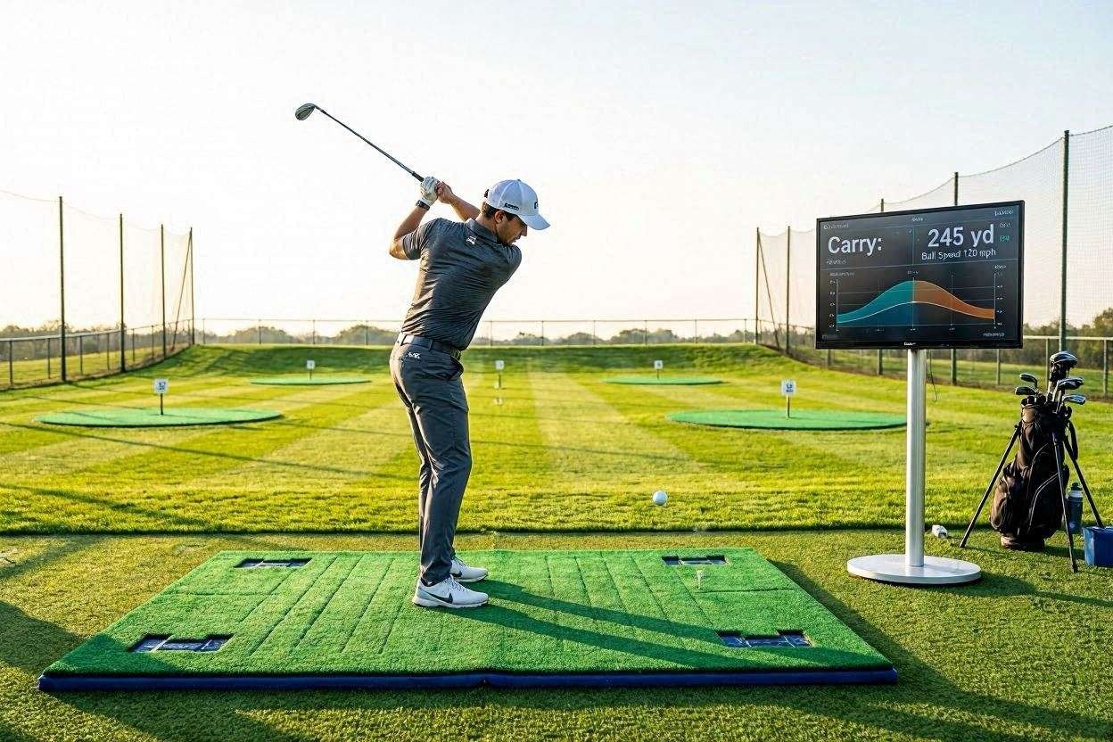 Golfer practicing at driving range