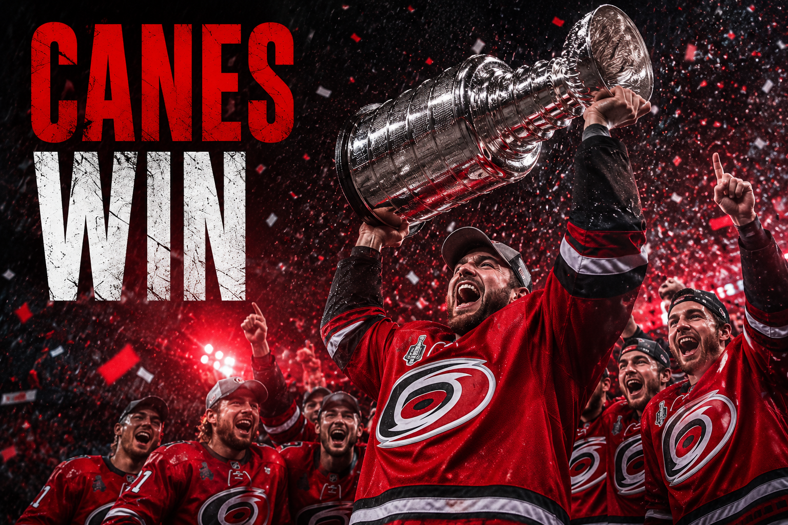 Canes win triumphant celebration moment