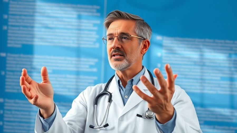 Doctor gesturing about health benefits of Tai Chi in an informative setting.