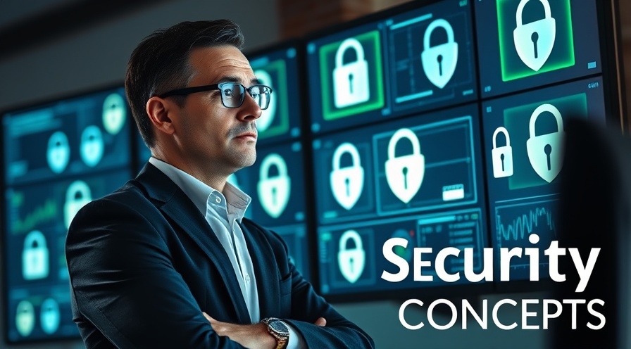 Confident IT professional analyzing security concepts on digital screens.
