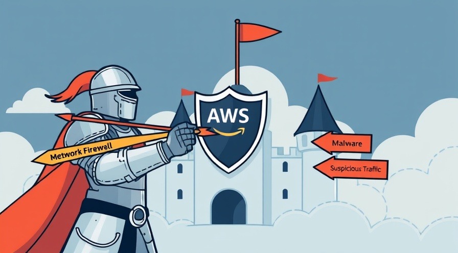 AWS Network Firewall: A knight blocking malware and botnet arrows at a cloud castle.