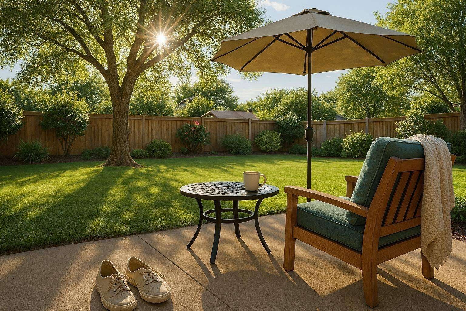 hot sunny afternoon in backyard