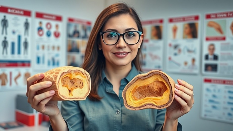 Professional woman presenting brown adipose tissue model for metabolism boost.