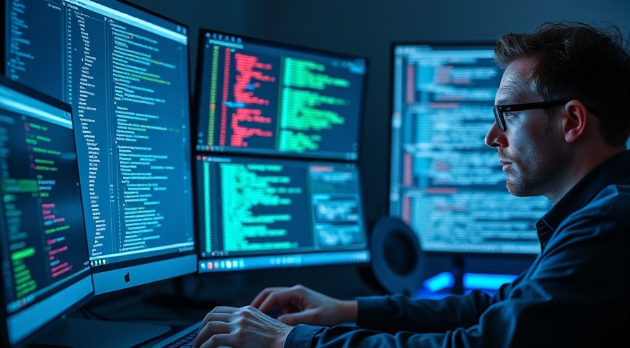 Forensic investigator analyzing digital data on a sleek Linux and macOS setup under soft blue lighting.